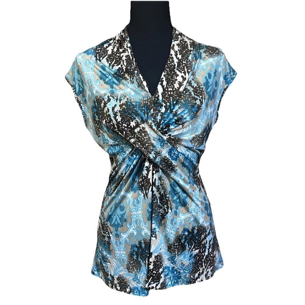 Dressbarn Y2K Babydoll Top Turquoise Small Fairy Grunge 90's Stretch USA Made